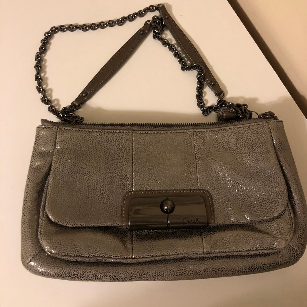 Authentic Coach Pewter Evening Clutch Crossbody
